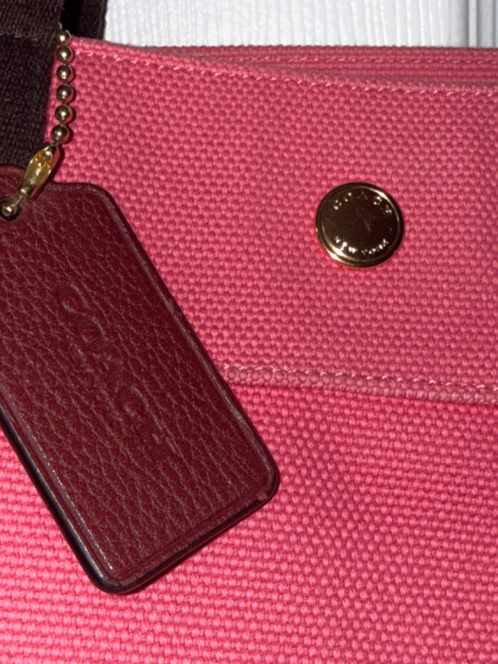 Coach Extra Large PINK Canvas Tote (Style F73195) - Picture 3 of 8